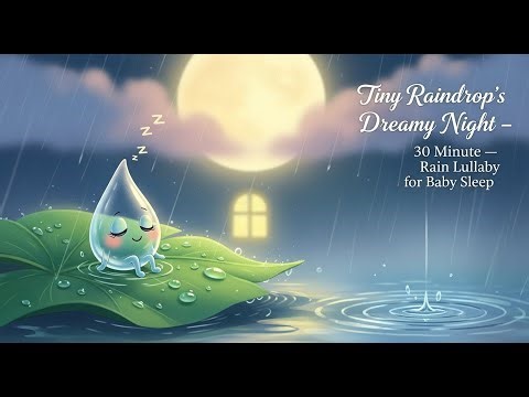Tiny Raindrop’s Dreamy Night – 30 Minute Rain Lullaby for Babies Sleep 😴 | RhymyRoo