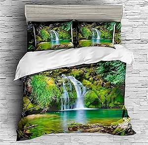 REALIN Waterfalls Woods Bedding Wonderland Forest Fantasy Woods Duvet Cover Set Girl Boy Kids Bed Sets 2/3/4PCS Quilt Covers/Sheets/Pillow Shams,Twin/Full/Queen/King