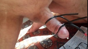 E-Stim Electro Wank 1st time Cum Precum Anal Probe cock ring
