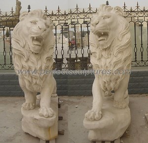 [Hot Item] Custom Size Stone Carving Large White Marble Lion Statue Sculpture (SY-D112)