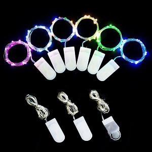 Mini LED Battery Operated String Lights 7FT 20LEDs Christmas Lights Silver Bronze Wire Mason Jar Lights