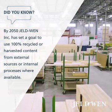Embracing a Sustainable Future!  At JELD-WEN® Inc., we're dedicated to making a positive impact on the environment. By 2050, our goal is crystal clear: to utilize 100% recycled or harvested content from external sources or internal processes wherever possible. Join us on this journey towards a greener tomorrow! #JELDWEN #JELDWENCanada #DidYouKnow | JELD-WEN Canada windows & doors | Facebook
