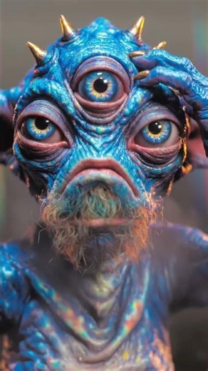 Vibrant AI Alien With 3 Glowing Eyes!
