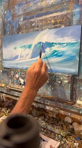 “Marshmallow Crunch” 8x20” original oil on board #oilpainting #wavepainting #sandiegoartist #OceanArt | Ocean Art by Koniakowsky