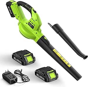 Amazon.com: Anykit Cordless Leaf Blower, 20V Electric Leaf Blower, Lightweight Leaf Blower with Battery and Charger, 2 Speed Handheld Blower for Clearing Patios/Sidewalks (Green)