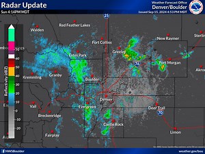 Scattered showers & storms will continue moving north across the forecast area into the early evening. The main threat will be wind gusts to 50 mph with brief light to moderate rain possible with the strongest storms. When Thunder Roars Go Indoors. | US National Weather Service Denver/Boulder Colorado