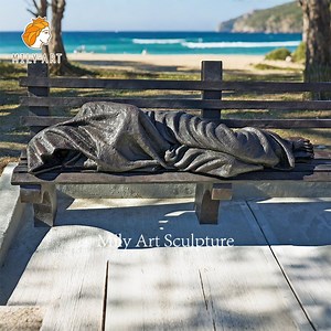 [Hot Item] Memorial Park Catholic Religious Statue Bronze Homeless Jesus on Bench Sculpture