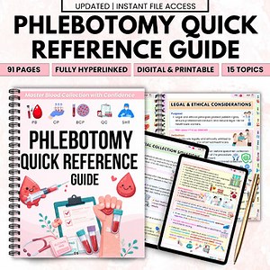 Phlebotomy Quick Reference Guide PDF, Venipuncture Study Notes, Blood Draw PDF
