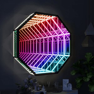 Manufacturer Nordic Bar Shop Night Club Decorate LED RGB Wall Light 3D Octagon LED Infinity Mirror Tunnel Lamp