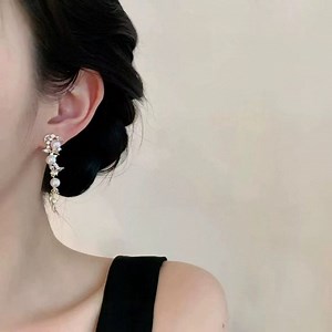 [Hot Item] Chic Silver Plated 5-6mm Natural Freshwater Pearl Earrings Women Fashion Jewelry