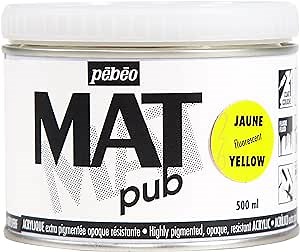 Pebeo Mat Pub, extra fine, 500 ml-Fluorescent Yellow Acrylic Paint