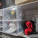 Hat Organizer Box for Baseball Caps, 4 Pack Clear Plastic Hat Storage Box Display Case with Magnetic Door, Hat Rack Holder for Closet, Snapback Organizer, Hold 8 Cap Each