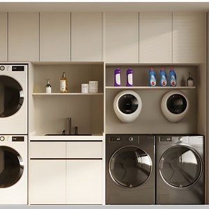 [Hot Item] Laundry Room Custom Modern Furniture Storage Cabinet Laundry Cabinet Hand Wash Basin