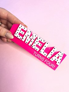 Personalized Hot Pink Cake Topper: Custom Name Plaque - Etsy Australia