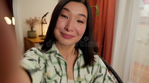 Web Camera View Asian Korean Woman Video Call Blog Waving Hand Greeting Vlogger Female Influencer Webcam Home Blogger Stock Footage - Video of blog, enjoy: 358954240