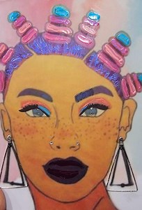 African American Woman W/ Rainbow Hair Bantu Knots Silver Jewelry Neon Colorful Makeup Nose Piercing Alt Black Girl 3D Journal Bookshelf Art - Etsy