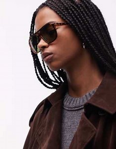 & Other Stories - Retro aviator zonnebril in bruin tortoise met donkergroene glazen | ASOS