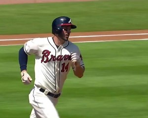 Sweet swing from Matt Joyce. ⁣⁣ ⁣The Atlanta Braves outfielder takes Max Scherzer deep. | FanDuel Sports Network South
