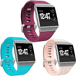 Wepro Bands Compatible with Fitbit Ionic SmartWatch, Watch Replacement Sport Strap for Fitbit Ionic Smart Watch, 3 Pack, Large, Small