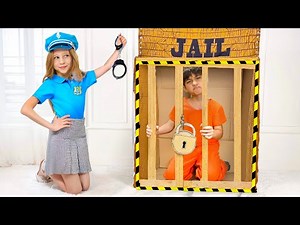 Nastya and kids Challenge Escape from cardboard prison