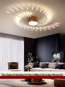 4000K Sputnik Metal Firework Designed Chandelier 18+1 Lights LED Ceiling Light Fixture Modern Flower Shape Ceiling Lamp Gold Flush Mount Ceiling Light for Living Room Bedroom Entryway Light Fixture