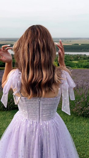 Myself and lavender field and oh, what a view! 🪻 Wearing Teuta Matoshi dress! | Jovana Rikalo photography