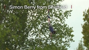 Is this the most British world record attempt ever? Simon Berry from Sheffield has set a new record for the world's highest bungee dunk! | BBC Breakfast