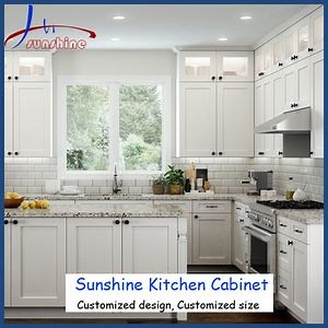[Hot Item] Solid Wood Kitchen Cabinets Customized Made Wood Cabinets with Island