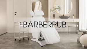 BarberPub Electric Reclining Esthetician Facial Beauty Bed, Ergonomic Facial Massage Table Chair with Adjustable Angle, PU Leather 330lbs Capacity(White)