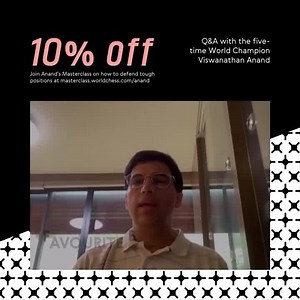  10% off with the code ANAND10 for Anand's Masterclass on how to defend tough positions. Find more here: https://masterclass.worldchess.com/anand ⠀  Date: January 24th, Sunday⠀ ⏰ Time: 16:00 UTC (12:00 New York, 16:00 London, 17:00 Central European Time, 19:00 Moscow, 18:00 Tel-Aviv, 21:30 Delhi)⠀ ⠀  How to join: Purchase the monthly or annual Masterclass subscription here https://masterclass.worldchess.com/subscribe | FIDE Online Arena | Facebook