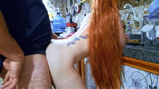 He destroys her pussy during their amazing kitchen fuck