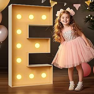 4FT Marquee Light Up Letters E, Large Light Up Letters for Baby Shower Anniversary, Pre-cut Foam Board Set for Birthdays Party Decor Wedding Decoration