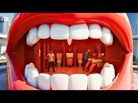 The Weirdest Bathroom Ever! 🚽😱 Inside a Giant Mouth #funny #weird #strangerthings #giant