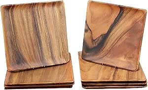 Acaciaware 12-inch Square Plate/Tray/Charger, Set of 8