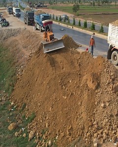 Heavy Duty Harmony: 5-Ton Truck and Bulldozer Ground Push Without Road Impact | Bulldozer Cambodia