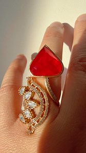 Buy Nisha Moissanite Diamond Doublet Ruby Ring/adjustable Heart Ring/ Indian Ring/ Indian Jewelry/indian Wedding Jewelry/ Online in India - Etsy