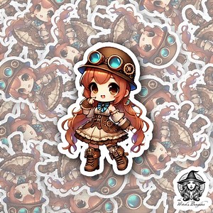 Steampunk Chibi Girl Aufkleber - Süßer Zahnrad & Goggle Charakter - 3 zoll Vinyl Aufkleber für Laptops, Wasserflaschen, mehr - Etsy.de