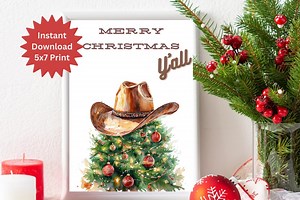 Western Christmas Party Sign | Merry Christmas Yall | Printable Christmas Sign | Farmhouse Christmas | Holiday Decor | 5x7 Digital Download - Etsy