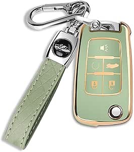 QBUC for Chevy Key Fob Cover Case with Keychain for Chevrolet Buick Camaro Cruze Equinox Malibu Impala Spark Sonic GMC