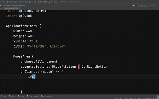PyQt6可视化编程 14-018 ContextMenu in QtQuick Controls