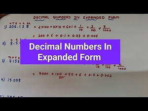 Decimal Numbers In Expanded Form |Expansion Of Decimals