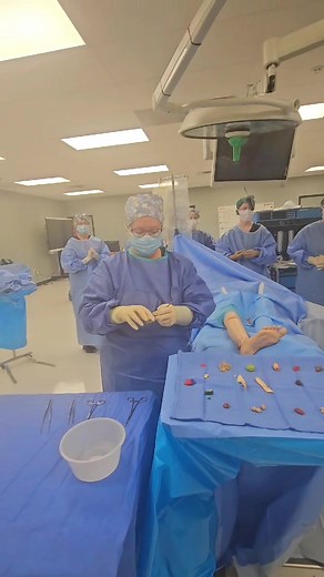 Inside the Surg Tech Lab Today! Our Surgical Technology students got hands-on with an essential OR skill — collecting tissue from a rongeur (a tool used in ortho, neuro, oral, and trauma surgeries). Since we don’t use real tissue in lab, we got creative! From chicken sandwiches to raspberries and even ramen noodles, students practiced proper specimen collection and safe passing from sterile to non-sterile team members. A fun, confidence-building day that brings OR skills to real life! | The Wash