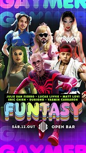 🎮 FUNTASY GAYMER | SÁBADO 12/10 | 🍹 OPEN BAR ALL NIGHT Sábado, prepare-se para uma noite de batalhas épicas na nossa pista! Na Funtasy Gaymer, nossos DJs vão duelar durante seus sets – já escolheu o seu favorito? E para quem também quer entrar na disputa, teremos fliperamas à disposição para você desafiar seus amigos enquanto curte a festa! Não fique de fora, vem pra Biu! 🎤 O QUE IRÁ TOCAR? POP e FUNK 🎧 LINE-UP: @djmattlovi @eric_chien @yasmincarraroh @juliesanfierro @dubiongdj @lucaslivvie 