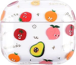 Case Cover for AirPods Pro 2, Stylish AirPods Case for Women Girls, Cute Fruit Patterns Protective Hard Case Cover Portable & Shockproof Air Pods Pro 2 Case Front LED Visible