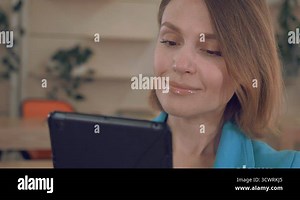 close up face female with digital device Stock Video Footage - Alamy