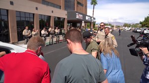 Moments ago: LVMPD Officer Tomburo from LVMPD South Central Area Command was released from UMC Monday afternoon. She was shot during an incident early Saturday morning. Officers lined up to send her home as she continues to recover from her injuries 💙 We appreciate all of the concern and well wishes for Ofc. Tomburo. | LVMPD