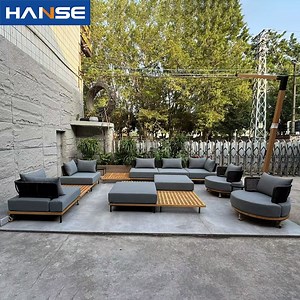 [Hot Item] Modern Teak Courtyard Patio Backyard Furniture Set Garden Sofa Set Outdoor Teak Sofa Sets