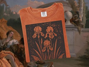 Vintage Iris Shirt Linocut Stamp Pressed Flowers Tee Retro Botanical Style T-shirt 90s Nature Art Graphic Garden Lover Gift - Etsy