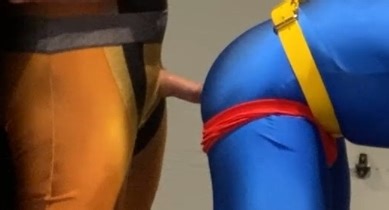 Nuclear Villain takes Super Guy's hole