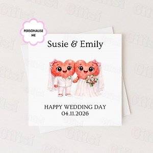 Personalised Two Brides Wedding Card – Custom Names & Date Same Sex Bride Couple Greeting Card - Etsy Canada